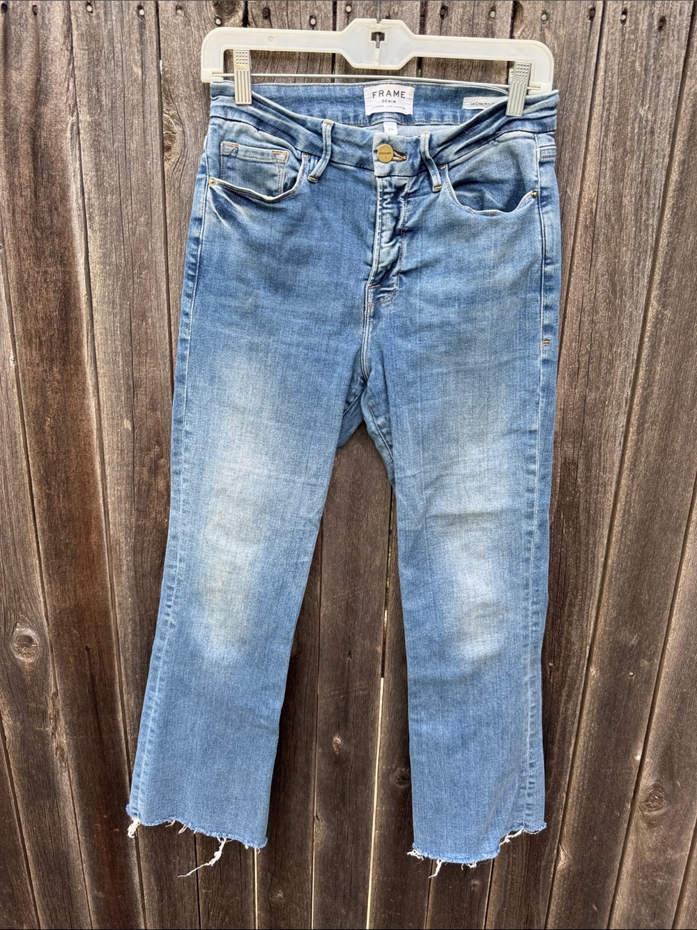 Frame la crop mini boot Denim Light Blue Cropped Straight Jeans